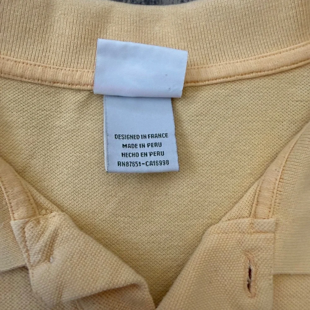 Lacoste Mens Linen Cotton Polo Shirt Size 8 XXL Pastel Yellow Short Sleeve Logo
